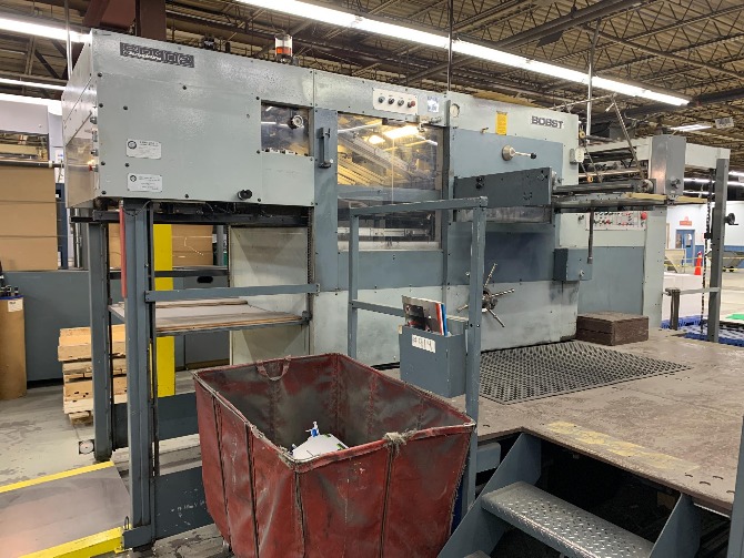 Bobst SP102-E die cutter with stripping
